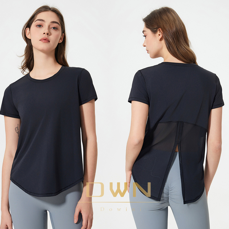 Spring and Summer New Breathable Round Neck Fitness Running Mesh Back Fashionable Casual Short Sleeve Sports Yoga T Shirts