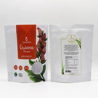 Sachets à fermeture éclair verticaux, sacs en plastique personnalisés anti-humidité avec fenêtre ovale pour céréales biologiques sans gluten et quinoa blanc