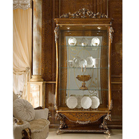 Armoire à vin de style français avec porte en verre, armoire à vin sur pied avec éclairage, armoire en bois massif, meubles de salle à manger de haute qualité