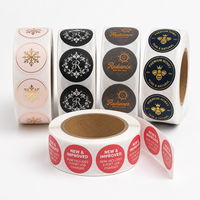Autocollants personnalisés en vinyle adhésif imperméable, rouleau d'autocollants en feuille d'or, impression d'étiquettes pour produits alimentaires, autocollants ronds avec logo