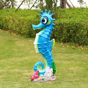 Estatua de Caballito de <span class=keywords><strong>Mar</strong></span> de Fibra de Vidrio de Tamaño Real, Escultura de <span class=keywords><strong>Coral</strong></span> Marino con Perla de Resina para Decoración de Acuarios - Product Image 1