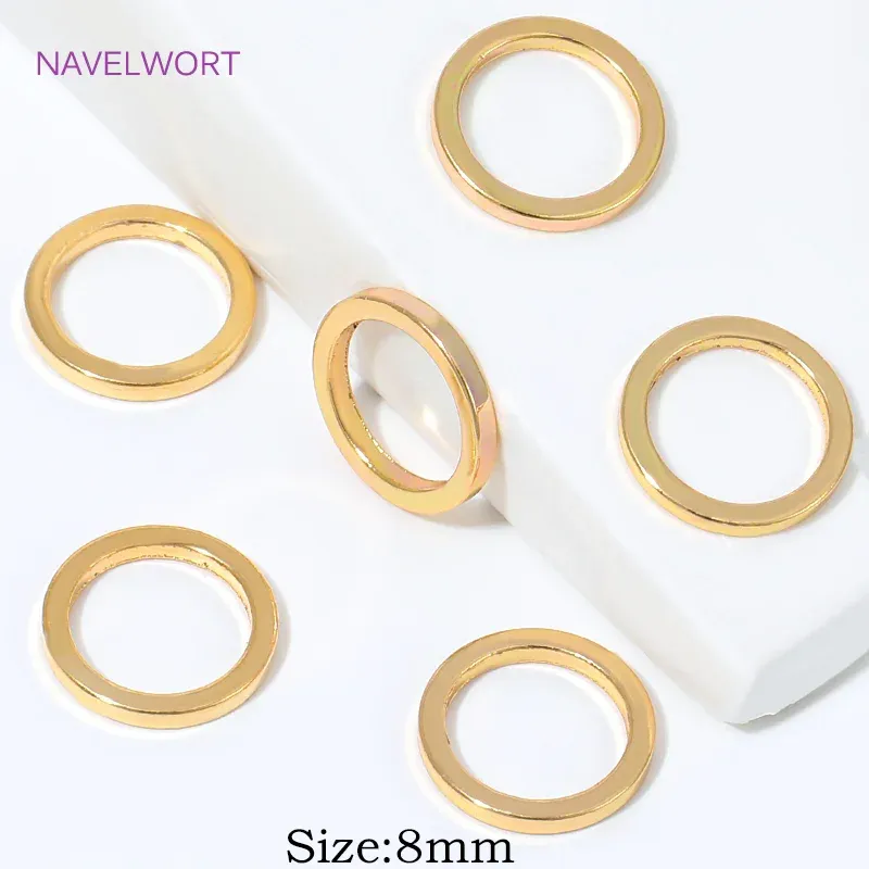 Flat Plate Rings 20Pcs 18K Gold Plated Round Flat Closed Rings Jump Rings,Connector ...