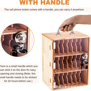 Caja de almacenamiento de madera para teléfonos móviles de estudiantes, con cerradura, transparente, para montar en la pared, para almacenamiento transfronterizo. - Product Image 4