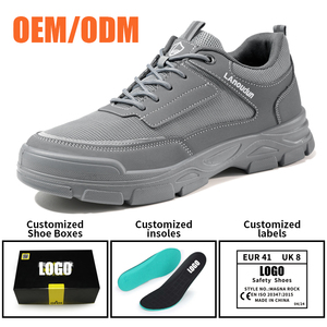 Chaussures <span class=keywords><strong>de</strong></span> sécurité <span class=keywords><strong>ultra</strong></span> légères Lanoudun pour hommes, embout en acier, résistantes aux perforations, confort tout au long <span class=keywords><strong>de</strong></span> la journée, cuir microfibre - Product Image 4