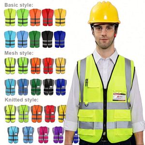 Custom Logo Multi-Pocket Zipper <b>Reflective</b> <b>Jacket</b> High-Visibility Clothes Traffic Work Safety Vest - Product Image 1