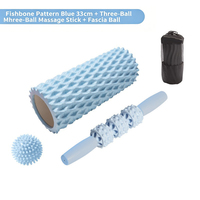 Kit de rouleaux en mousse multifonctionnels 33 cm à motif en arêtes de poisson avec bâton de massage et balle à picots pour usage domestique