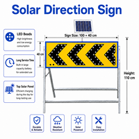 Panneau de signalisation directionnel LED solaire portable haute luminosité avec panneau étanche pour travaux routiers et de construction