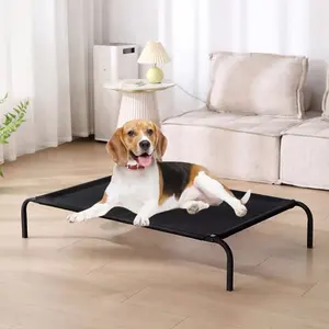 سرير كلب ثقيل مع تبريد شبكة نفوذة للهواء مع إطار فولاذي قابل للفصل سرير حيوانات أليفة مع سرير للحيوانات الأليفة