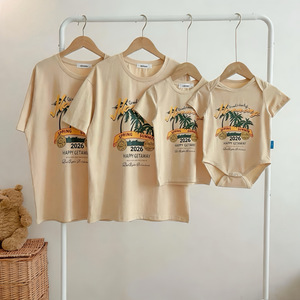 Magliette Personalizzate con Lettere Cartoon per Genitori e Bambini, T-Shirt Familiari Coordinate in Cotone, Top Estivi a Maniche Corte - Product Image 2