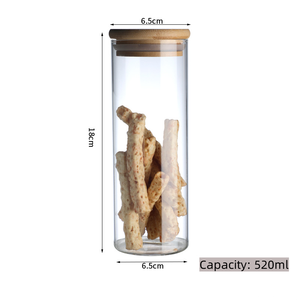 Juego de cocina personalizable al por mayor 4 piezas de vidrio vacío de borosilicato juego de tanque de almacenamiento de especias <span class=keywords><strong>con</strong></span> tapa de Bambú - Product Image 3