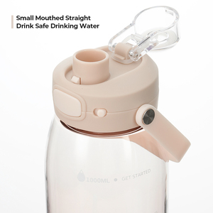 <span class=keywords><strong>Bouteille</strong></span> d'<span class=keywords><strong>eau</strong></span> en plastique personnalisée de 1 litre avec couvercle verrouillable et poignée pour la salle de sport, les voyages et les activités de plein air pour adultes - Product Image 4