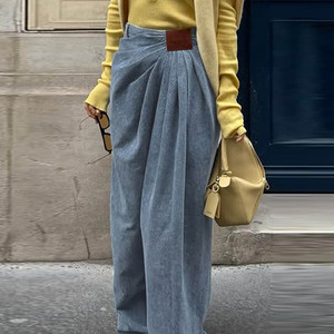 Pantaloni larghi con fondo comodo in Jeans da <span class=keywords><strong>donna</strong></span> pieghettati - Product Image 5