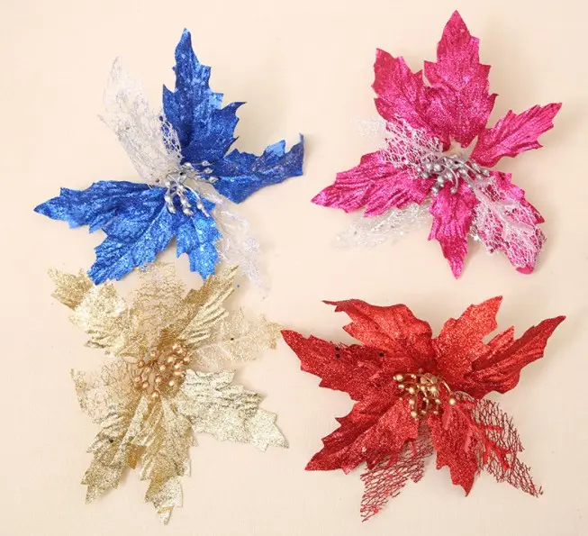 Hollow sprinkle sequins simulation Christmas flower ornament