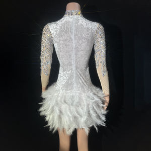 Novance Y3727 Ropa de mujer de manga larga <span class=keywords><strong>Tiendas</strong></span> en línea Plumas Vestido de cóctel <span class=keywords><strong>Vestidos</strong></span> de Fiesta Cortos elegantes - Product Image 2