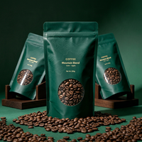 Pochette personnalisée mate pour café moulu avec fermeture éclair, qualité alimentaire, refermable, valve de dégazage unidirectionnelle, en feuille d'aluminium