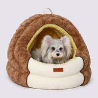 Coussin rond en peluche durable pour chien, doux et chaud, avec fond antidérapant et résistant à l'eau, style moderne, confortable pour les chiens