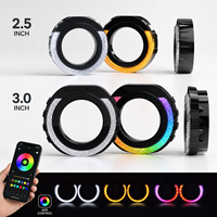 Feux de jour Angel Eye RGBW 2,5 pouces 3,0 pouces avec télécommande APP LED DRL pour systèmes d'éclairage automobile