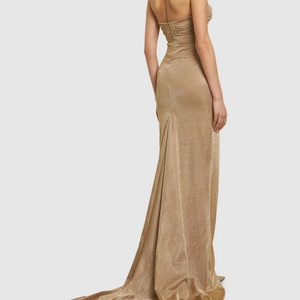 Nouvelle Robe Longue de Soirée Luxe Sexy Dos Nu en Jersey Métallisé, Modèle 2025, pour Femme, en Crochet, Sans Bretelles - Product Image 2