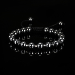 Bracelet artisanal RINNTIN GMB76 en pierres naturelles de 8 mm, pierres énergétiques, ajustable, bracelet en hématite perlé, tendance. - Product Image 1