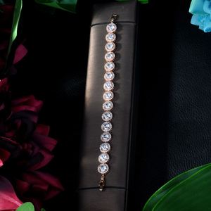 HIBRIDE lujo Color oro hombres brazaletes pulseras con piedra de circón Ovalada para mujer moda Zirconia cristal boda B-03 - Product Image 2