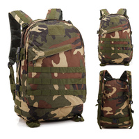 Sac à dos tactique unisexe imperméable pour l'extérieur, en Oxford, avec doublure en polyester camouflage, fermeture éclair, 40L, compartiment pour ordinateur, design arqué