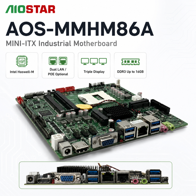 Factory Supply Intel Haswell 4th Gen Mini ITX Industrial Desktop Motherboard DDR3 New Dual LAN for VGA Integrated 6 COM Ports