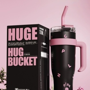 40oz Double Wall Stainless Steel Tumbler with Handle and Straw Lid <b>Large</b> Insulated Travel Car <b>Mug</b> - Product Image 4