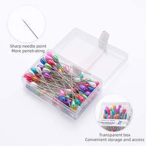 Aiguille à point droit à tête ronde auxiliaire de couture, aiguille à perle en forme de poire de couleur arc-en-ciel - Product Image 3