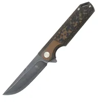 Couteau de poche multifonctionnel EDC pour la chasse, le camping, la pêche et le bricolage - Lame de 9,1 cm à pointe tombante, manche en fibre de carbone et acier de haute qualité