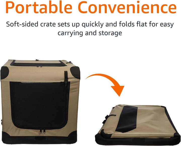 Folding Soft Dog Crate with Carrying Bag - Durable & Versatile - Small Dog Soft Crate With Storage Pockets
