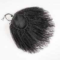 Extension de cheveux brésiliens naturels noirs afro crépus bouclés queue de cheval 100% cheveux humains vierges 10-26 pouces avec pinces à cordes