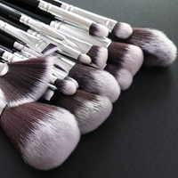 Ensemble de pinceaux de maquillage professionnels pour le visage et les yeux, manche en bois noir, marque privée, vente en gros