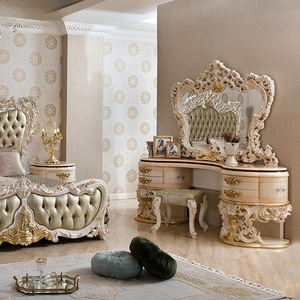 Tocador de Maquillaje Cómodo de Alta Calidad, Tallado a Mano en Madera Maciza Antigua, Mesa de Dormitorio Estilo Francés con Espejo - Product Image 3