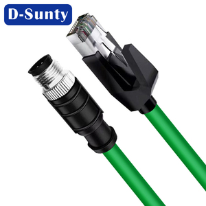 D-sunty SFTP CAT6 Industrial M12 <b>RJ45</b> Male Female 8-Conductor Solid Copper <b>Cable</b> 1Gbps 250MHz Nickel Plated PVC 100m - Product Image 3
