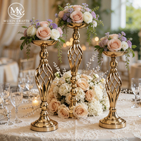 Centre de table moderne de luxe pour cérémonie de mariage, vase à fleurs en métal argenté et doré, style court