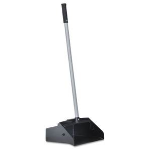 Boardwalk BWK02600 Lobby Dust Pan 11 3/4\" Wide Plastic/Aluminum 34\" Handle in Black/Silver for <b>Brooms</b> & <b>Dustpans</b> - Product Image 4