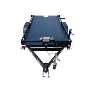 <span class=keywords><strong>Remorque</strong></span> utilitaire à <span class=keywords><strong>double</strong></span> essieu en acier durable avec système de treuil intégré pour le remorquage de VTT, tondeuses à gazon et de marchandises - Product Image 3