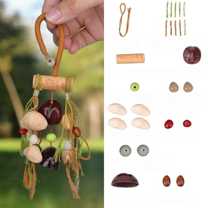 Wholesale Wood Bar Natural Fruit Shell Wind Chime <b>DIY</b> <b>Kits</b>, Multiple Color Bodhi Bead Hanging Pendant Ethnic Handicraft Souvenir - Product Image 5