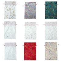 Nouveau sac cadeau de Noël en velours hollandais avec étoiles à cinq branches estampées or, design coloré de style européen et américain
