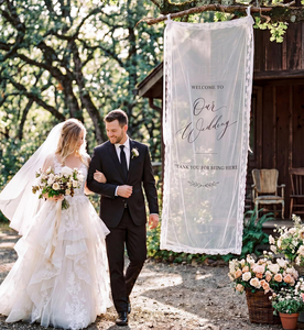 Custom Laced Sheer Paper New Arrival Professional Modern Wedding Welcome Signs for Ceremony & <b>Party</b> <b>Backdrop</b> Decor - Product Image 2