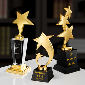 Regali di benvenuto per bambini con trofeo di cristallo in metallo a stella di fascia alta personalizzato - Product Image 2