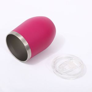 Gobelet isotherme à double paroi en acier inoxydable de 12 oz avec couvercles et pailles, verre à vin sans pied, pour café et eau bouillante - Product Image 4