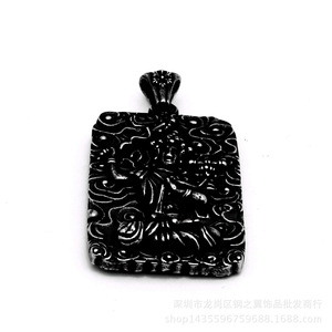 Yunnique – collier avec pendentif Manjushri Bodhisattva, en acier inoxydable, étiquette carrée unisexe pour hommes et femmes, charme bouddha gardien, cadeau - Product Image 3