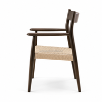 Fauteuil d'appoint en bois de caoutchouc massif et corde de chanvre tressée à la main, fauteuil lounge respirant en tissu tressé pour salon moderne