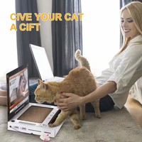 Rascador para Gatos 3 en 1 con Forma de Laptop, Juguete de Cartón Plegable para Gatos, Tabla de Rascar Corrugada para Gatos