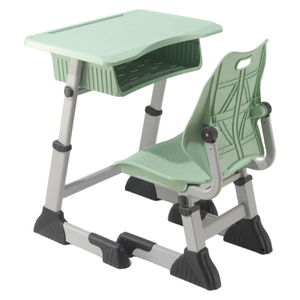 Meubles de classe pour <span class=keywords><strong>collège</strong></span>, empilables, avec cadre en acier réglable en hauteur, logo personnalisé, bureau et chaise pour étudiants - Product Image 1