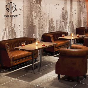 Chino personalizado cuadrado moderno lujo cafetería comercial cuero madera café restaurante Mesa muebles sofá cabina asientos - Product Image 6