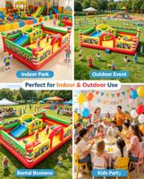 Parc de jeux gonflable pour enfants avec briques de construction, grand château gonflable avec toboggan et décorations en blocs de construction pour les événements et les entreprises