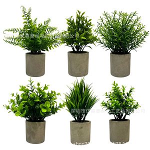 Plantes artificielles en pot Imitation Sentai 24 cm, verdure en plastique avec pot en ciment pour la décoration intérieure ou les ornements d'entrée - Product Image 1