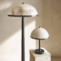 Lampe de table en albâtre naturel de luxe, abat-jour en métal noir en forme de dôme, lampe de chevet pour chambre à coucher, salon, hôtel, décoration
